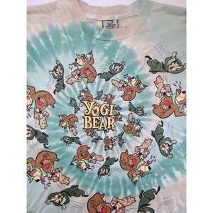 Vintage 2006 Liquid Blue Yogi Bear Spiral Tie Dye T-Shirt XL Deadstock COA